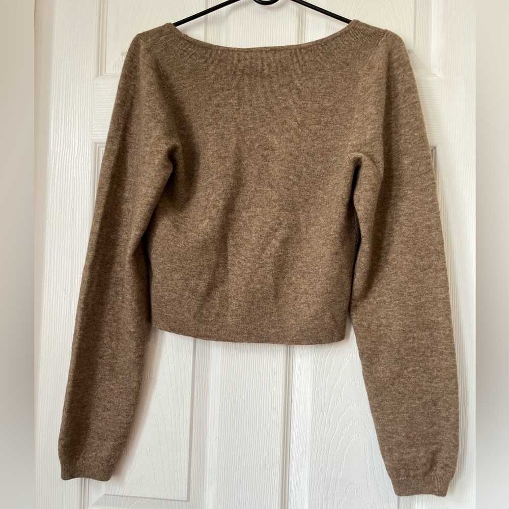 Aritzia Wilfred Greer Sweater Wool Cashmere Blend Heather Cognac XL - Picture 3 of 9